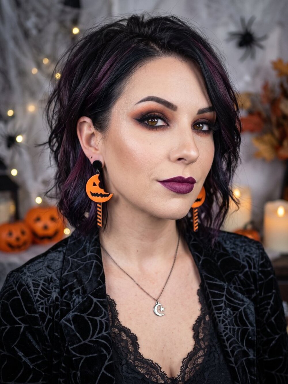 Halloween Pumpkin Lollipop Dangle Earrings | Spooky Acrylic Cutout Drop Earrings